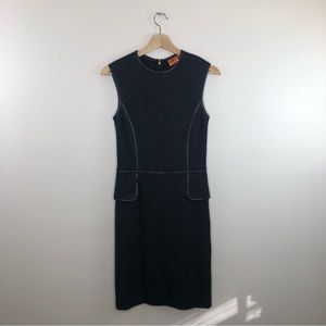 Tory Burch Grey Leather seam peplum dress size XS